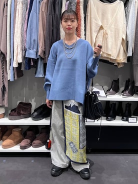 「アイテム（バンダナ/スカーフ）」を使った、うえさん（レディース・153cm）の秋コーディネート