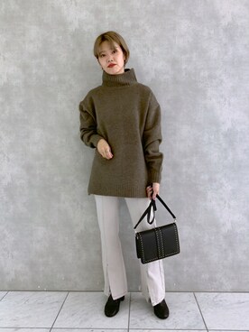 「PAGEBOY（ページボーイ）のチェーンスタッズショルダー（ショルダーバッグ）」を使った、うえさん（レディース・153cm）の秋コーディネート