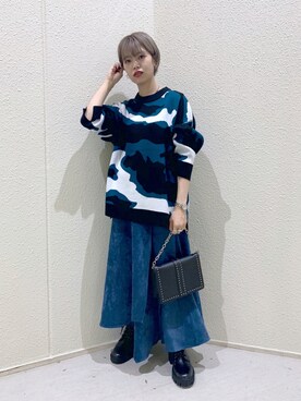 「PAGEBOY（ページボーイ）のチェーンスタッズショルダー（ショルダーバッグ）」を使った、うえさん（レディース・153cm）の秋コーディネート