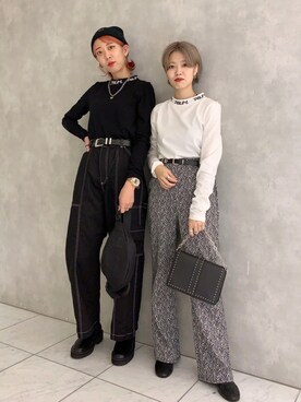 「PAGEBOY（ページボーイ）のチェーンスタッズショルダー（ショルダーバッグ）」を使った、うえさん（レディース・153cm）の秋コーディネート