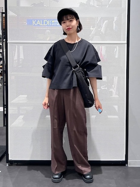 「アイテム（帽子）」を使った、うえさん（レディース・153cm）の春コーディネート
