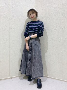 「JEANASIS（ジーナシス）のアイテム（ローファー）」を使った、うえさん（レディース・153cm）の夏コーディネート