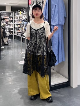 「アイテム（チュニック）」を使った、うえさん（レディース・153cm）の夏コーディネート