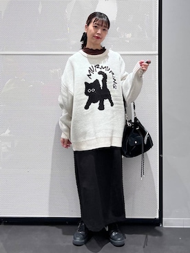 「アイテム（シュシュ）」を使った、うえさん（レディース・153cm）の秋コーディネート