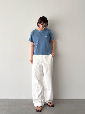 「CANAL JEAN（キャナルジーン）のDume　MERIVOボールドフレームアイウェア（サングラス、ブラック系）」を使った、yuaさん（レディース・163cm）の夏コーディネート