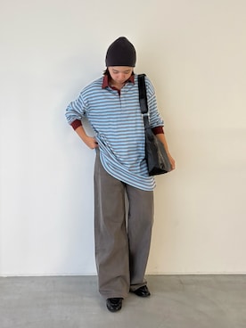 「CANAL JEAN（キャナルジーン）のEl mar(エルマール) カラーリブニットCAP（ニットキャップ/ビーニー、グレー系）」を使った、yuaさん（レディース・163cm）の秋コーディネート