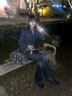 「アイテム（デニムジャケット）」を使った、ひなこさん（レディース・166cm）の秋コーディネート