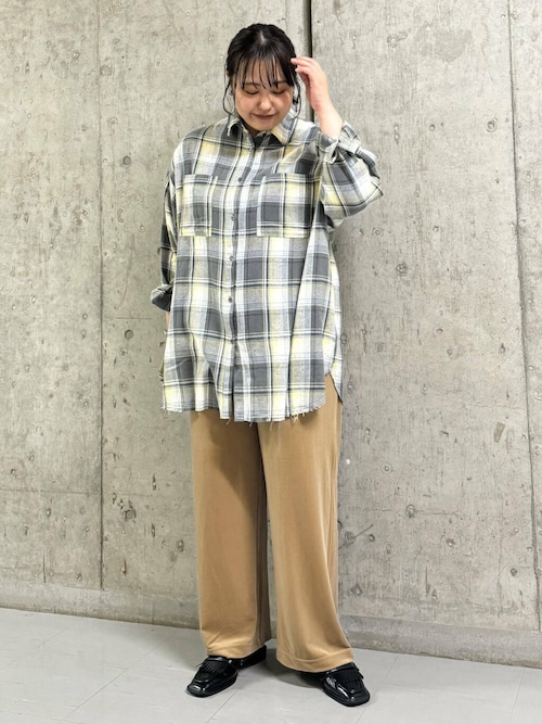 セール】カットオフルーズチェックシャツ（シャツ/ブラウス）｜KBF