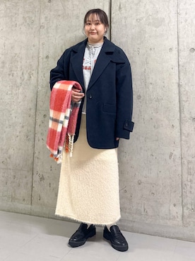 「アイテム（ステンカラーコート）」を使った、sakaiさん（レディース・158cm）の冬コーディネート
