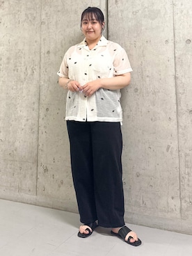 「刺繍」｜「アイテム（サンダル）」を使った、sakaiさん（レディース・158cm）の夏コーディネート
