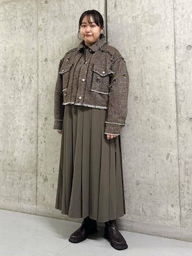 「アイテム（その他アウター、ブラウン系）」を使った、sakaiさん（レディース・158cm）の秋コーディネート
