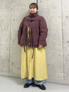 「アイテム（ダウンジャケット/コート、レッド系）」を使った、sakaiさん（レディース・158cm）の秋コーディネート