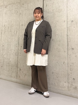 「KBF（ケイビーエフ）のアイテム（ノーカラージャケット）」を使った、sakaiさん（レディース・158cm）の春コーディネート