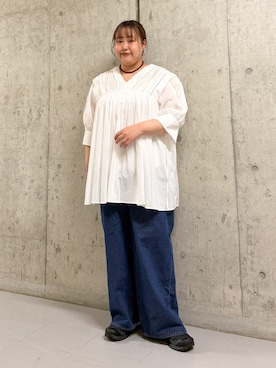 「KBF（ケイビーエフ）の2WAYレースドッキングミニワンピース（ワンピース、ホワイト系）」を使った、sakaiさん（レディース・158cm）の春コーディネート