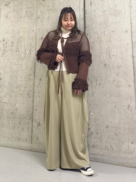 「KBF（ケイビーエフ）のWIDEワイドパンツ（その他パンツ）」を使った、sakaiさん（レディース・158cm）の冬コーディネート