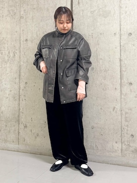 「ベロア」｜「アイテム（サロペット/オーバーオール）」を使った、sakaiさん（レディース・158cm）の冬コーディネート