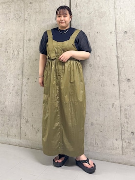「アイテム（ワンピース/ドレス、グリーン系）」を使った、sakaiさん（レディース・158cm）の夏コーディネート