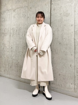 「リブニット」｜「アイテム（チェスターコート）」を使った、sakaiさん（レディース・158cm）の秋コーディネート