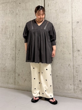 「KBF（ケイビーエフ）の2WAYレースドッキングミニワンピース（ワンピース、グレー系）」を使った、sakaiさん（レディース・158cm）の夏コーディネート