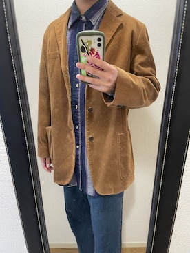 「古着のアイテム（デニムパンツ、ブルー系）」を使った、takuさん（メンズ・174cm）の春コーディネート