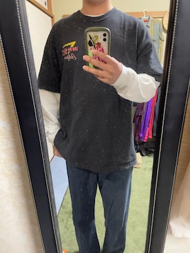 「古着のアイテム（デニムパンツ、ブルー系）」を使った、takuさん（メンズ・174cm）の春コーディネート