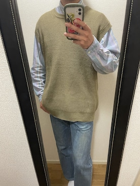 「古着のアイテム（デニムパンツ、ブルー系）」を使った、takuさん（メンズ・174cm）の秋コーディネート