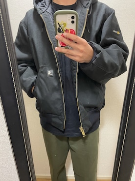 「Carhartt（カーハート）のアイテム（ジャケット/アウター、ブラック系）」を使った、takuさん（メンズ・174cm）の秋コーディネート