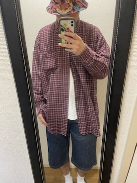 「古着のアイテム（その他パンツ、ブルー系）」を使った、takuさん（メンズ・174cm）の春コーディネート
