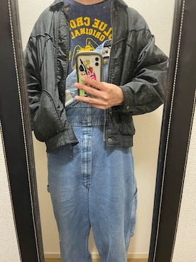 「古着のアイテム（ジャケット/アウター、ブラック系）」を使った、takuさん（メンズ・174cm）の春コーディネート