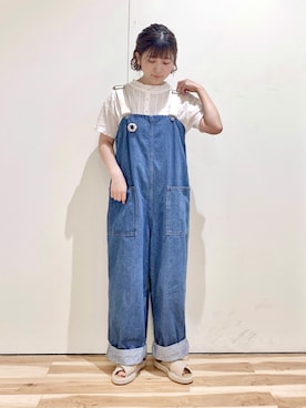 「サマンサモスモス」｜「アイテム（サロペット/オーバーオール）」を使った、マユ﻿﻿ネーズさん（レディース・151cm）の春コーディネート