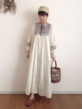 「刺繍」｜「アイテム（スリッポン）」を使った、マユ﻿﻿ネーズさん（レディース・151cm）の夏コーディネート