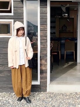 「CROWN（クラウン）のアイテム」を使った、マユ﻿﻿ネーズさん（レディース・151cm）の冬コーディネート