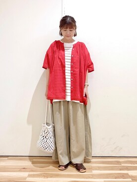 「Samansa Mos2（サマンサ モスモス）のセパレートサンダル（サンダル）」を使った、マユ﻿﻿ネーズさん（レディース・151cm）の夏コーディネート
