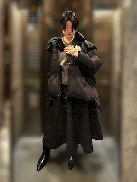 「アイテム（ブローチ/コサージュ）」を使った、reikoc666さん（レディース・168cm）の冬コーディネート