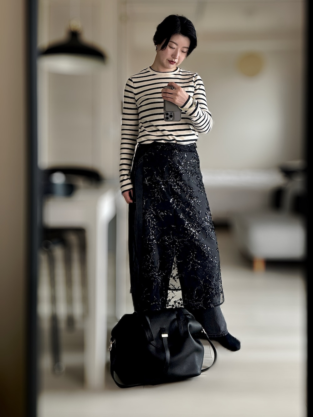 Flower spangle wrap skirt/フラワースパンコールラップスカート