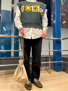 「アイテム（ローファー、グリーン系）」を使った、さやちゃんさん（レディース・156cm）の冬コーディネート