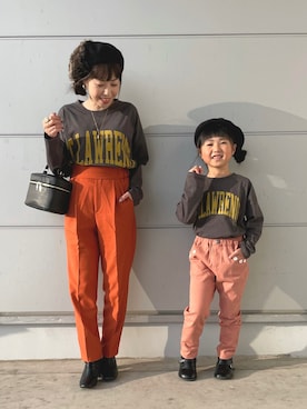 「親子でおそろい」｜「アイテム（スラックス）」を使った、𝚈𝚞𝚖𝚒さん（レディース・150cm）の冬コーディネート