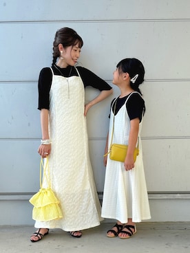 「親子でおそろい」｜「アイテム（ワンピース/ドレス）」を使った、𝚈𝚞𝚖𝚒さん（レディース・150cm）の夏コーディネート