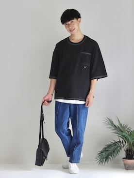 「DEVICE（デバイス）の【WEARISTA こーせ ×DEVICE コラボ】Rename フロントバックル ショルダーバッグ（ショルダーバッグ）」を使った、KOHさん（メンズ・175cm）の夏コーディネート