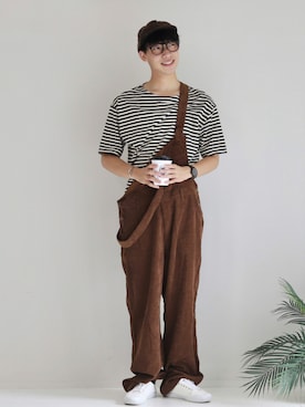 「ASTRONOMY（アストロノミー）のアイテム（サロペット/オーバーオール）」を使った、KOHさん（メンズ・175cm）の夏コーディネート