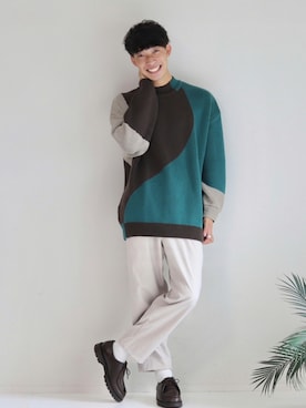「BeAMS DOT（ビームスドット）のアイテム（スラックス）」を使った、KOHさん（メンズ・175cm）の秋コーディネート