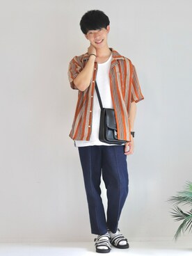 「DEVICE（デバイス）の【WEARISTA こーせ ×DEVICE コラボ】Rename フロントバックル ショルダーバッグ（ショルダーバッグ）」を使った、KOHさん（メンズ・175cm）の夏コーディネート