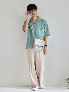 「DEVICE（デバイス）の【WEARISTA こーせ ×DEVICE コラボ】Rename フロントバックル ショルダーバッグ（ショルダーバッグ）」を使った、KOHさん（メンズ・175cm）の夏コーディネート