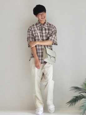 「MinoriTY（マイノリティ）の2タックテーパードワイドパンツ【MinoriTY × WEARISTA Mr.SZK（ミスタースズキ）コラボ】（スラックス）」を使った、KOHさん（メンズ・175cm）の夏コーディネート