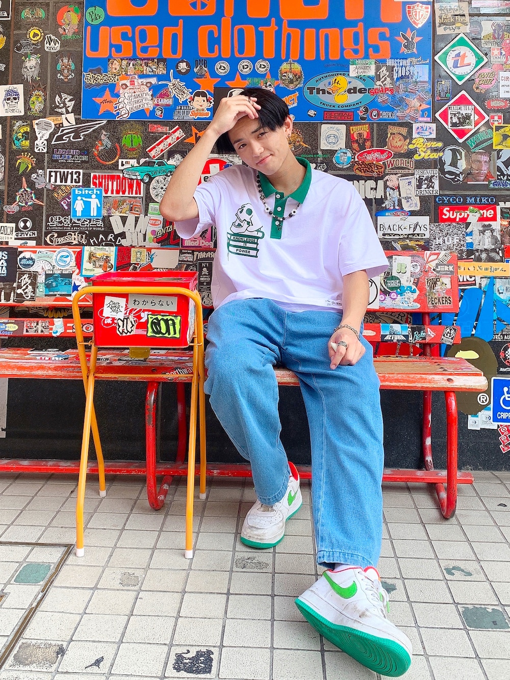 「シンプルコーデ、キレイめ、いいね、save、フォローお願いします🤑、プチプラ、ストリート、Bershka、WEGO、大人カジュアル、NIKE、コムドット」｜「Bershkaのアイテム（ポロシャツ、ホワイト系）」を使った、NICHIKAさん（メンズ・176cm）の夏コーディネートの1枚目の写真