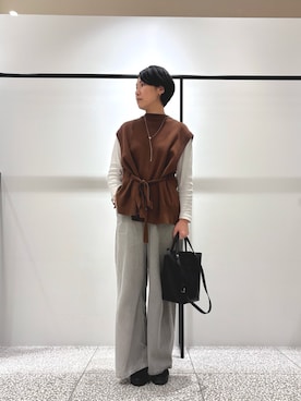 「アイテム（トートバッグ）」を使った、fukuさん（レディース・166cm）の秋コーディネート