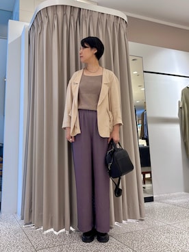 「collex（コレックス）のチャーム付き 2WAYキューブボストン（ボストンバッグ）」を使った、fukuさん（レディース・166cm）の秋コーディネート