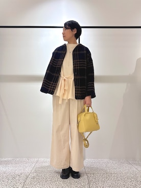 「collex（コレックス）のチャーム付き 2WAYキューブボストン（ボストンバッグ）」を使った、fukuさん（レディース・166cm）の秋コーディネート