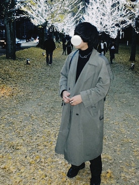 「アイテム（トレンチコート）」を使った、yaaamiyyyさん（メンズ・173cm）の冬コーディネート