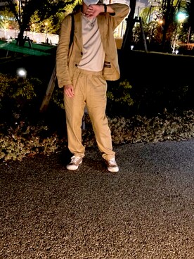 「大学生」｜「アイテム（ノーカラージャケット）」を使った、nkさん（メンズ・170cm）の秋コーディネート